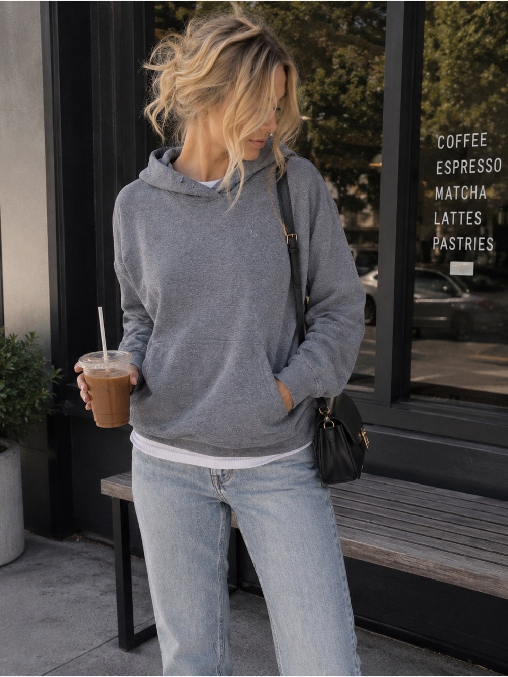 Calvin Klein Gray Cropped Hoodie Women’s S Oversized Boxy Pullover Sweatshirt